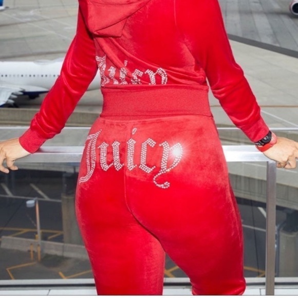 Juicy Couture OG Bling Velour Red Rhinestone Tracksuit PANTS ONLY  NWT - Picture 2 of 4